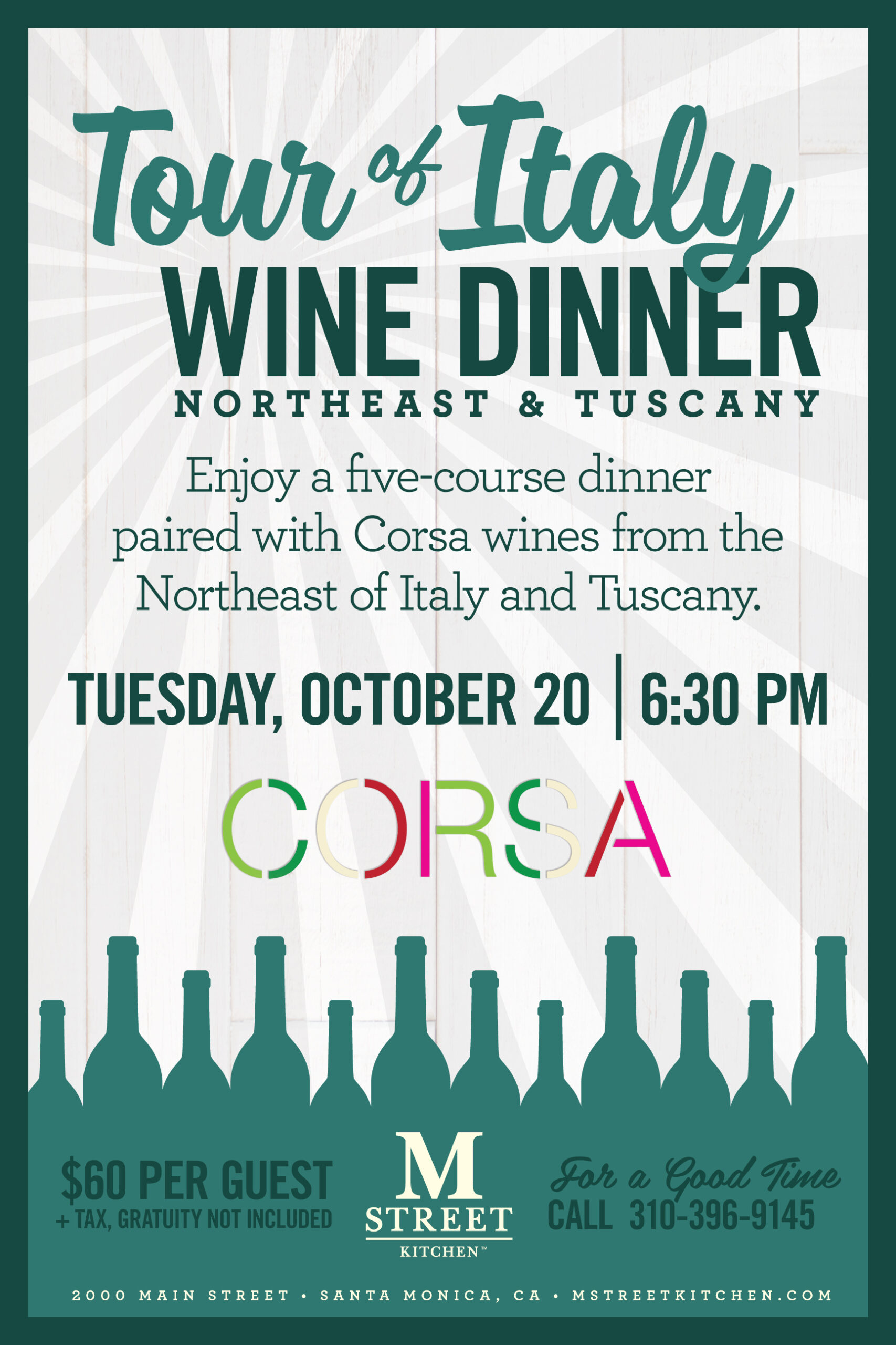 Tour of Italy Wine Dinner: Northeast & Tuscany
