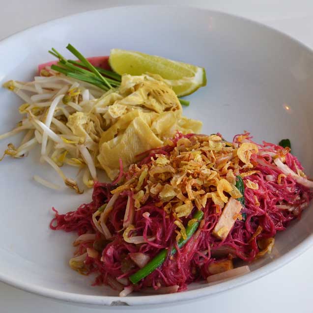Satdha's beet-dyed rice vermicelli