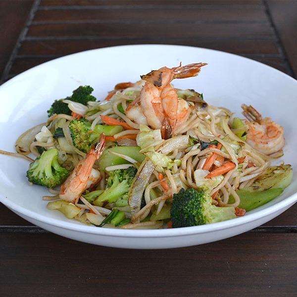 Shrimp and noodle stir-fry