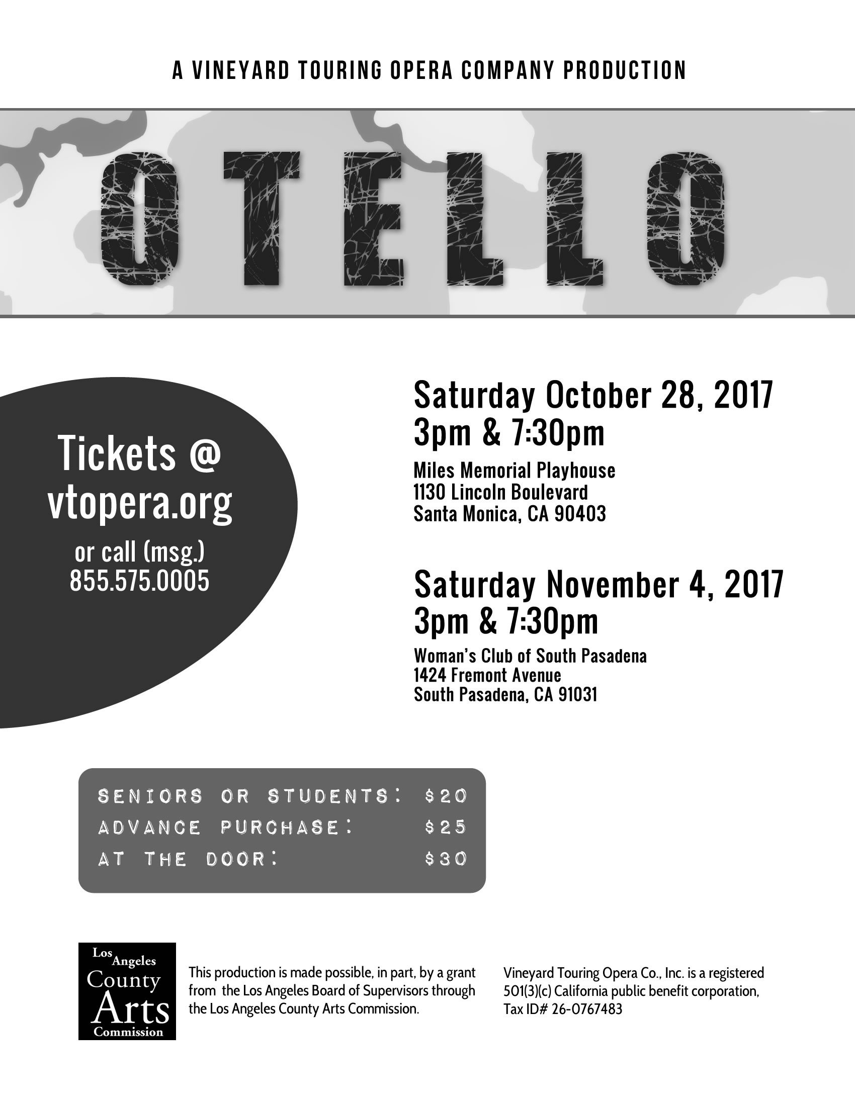 Vineyard Touring Opera Company presents Giuseppe Verdi's 