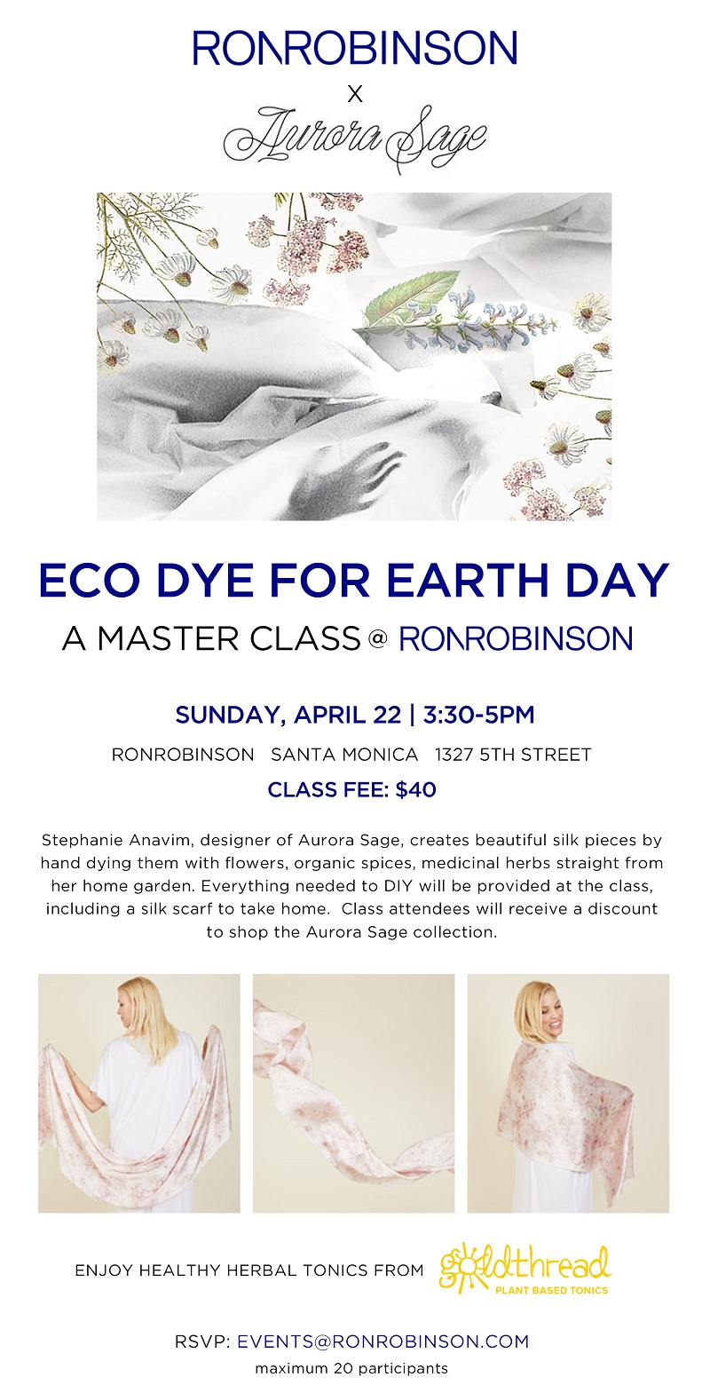 Eco Dye for Earth Day Class @ RON ROBINSON