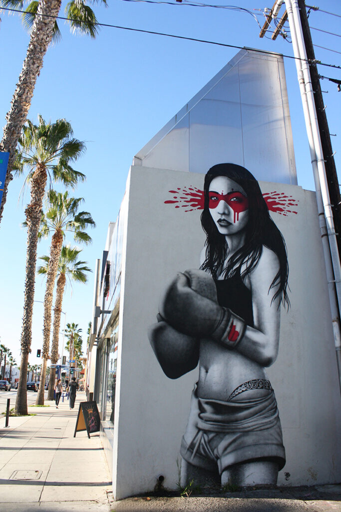 Mural of woman boxer