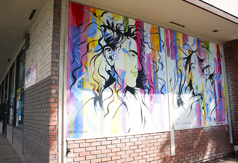 Mural of different hairstyles