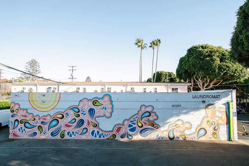 Abstract mural at Bubble Beach Laundromat