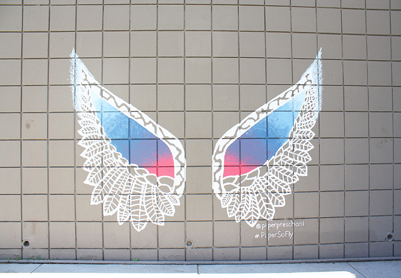 Angel wings mural