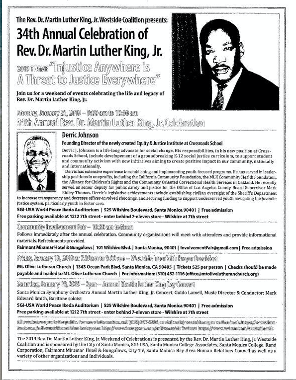 Rev. Dr. Martin Luther King, Jr. Westside Interfaith Prayer Breakfast