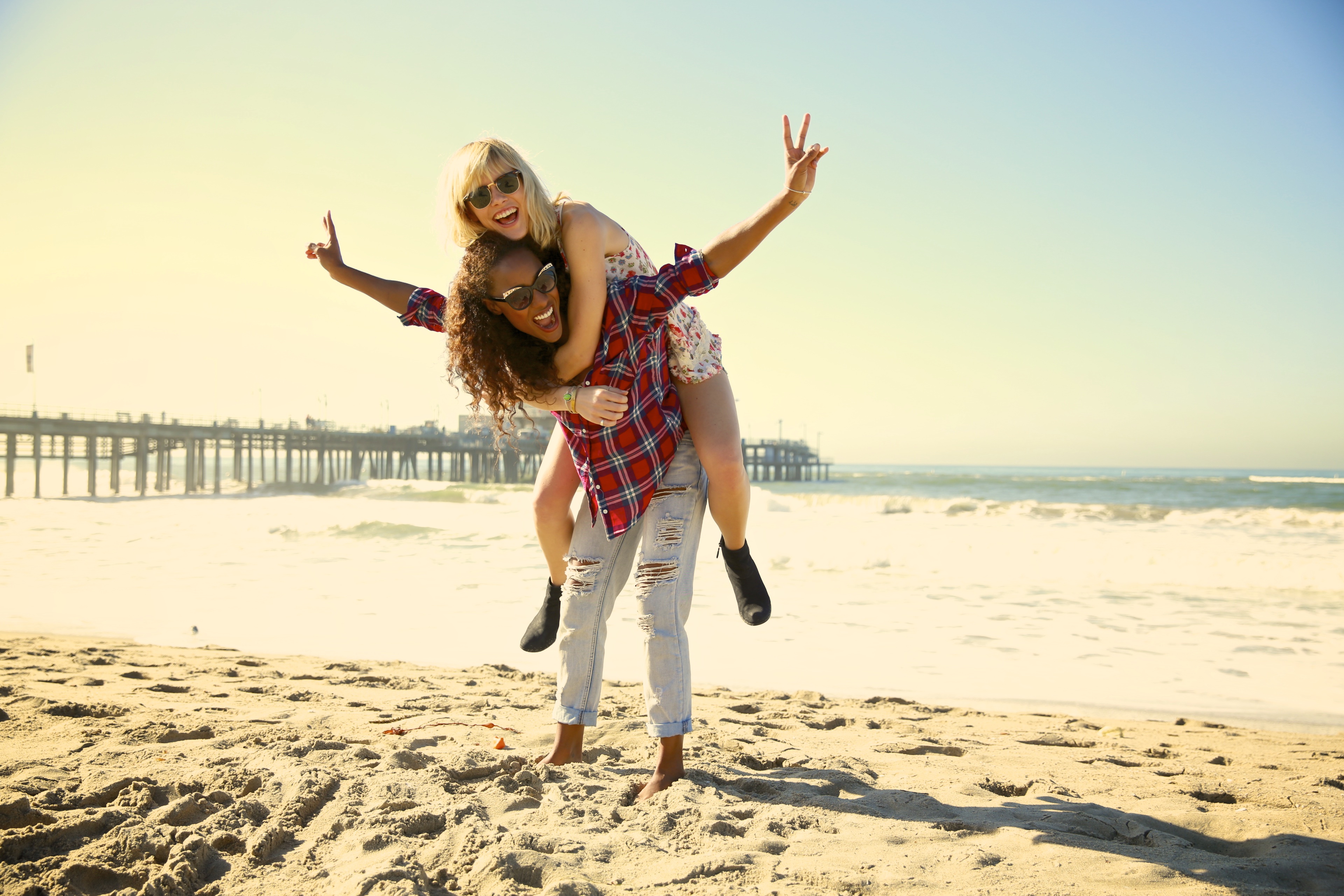Two women on Santa Monica Beach