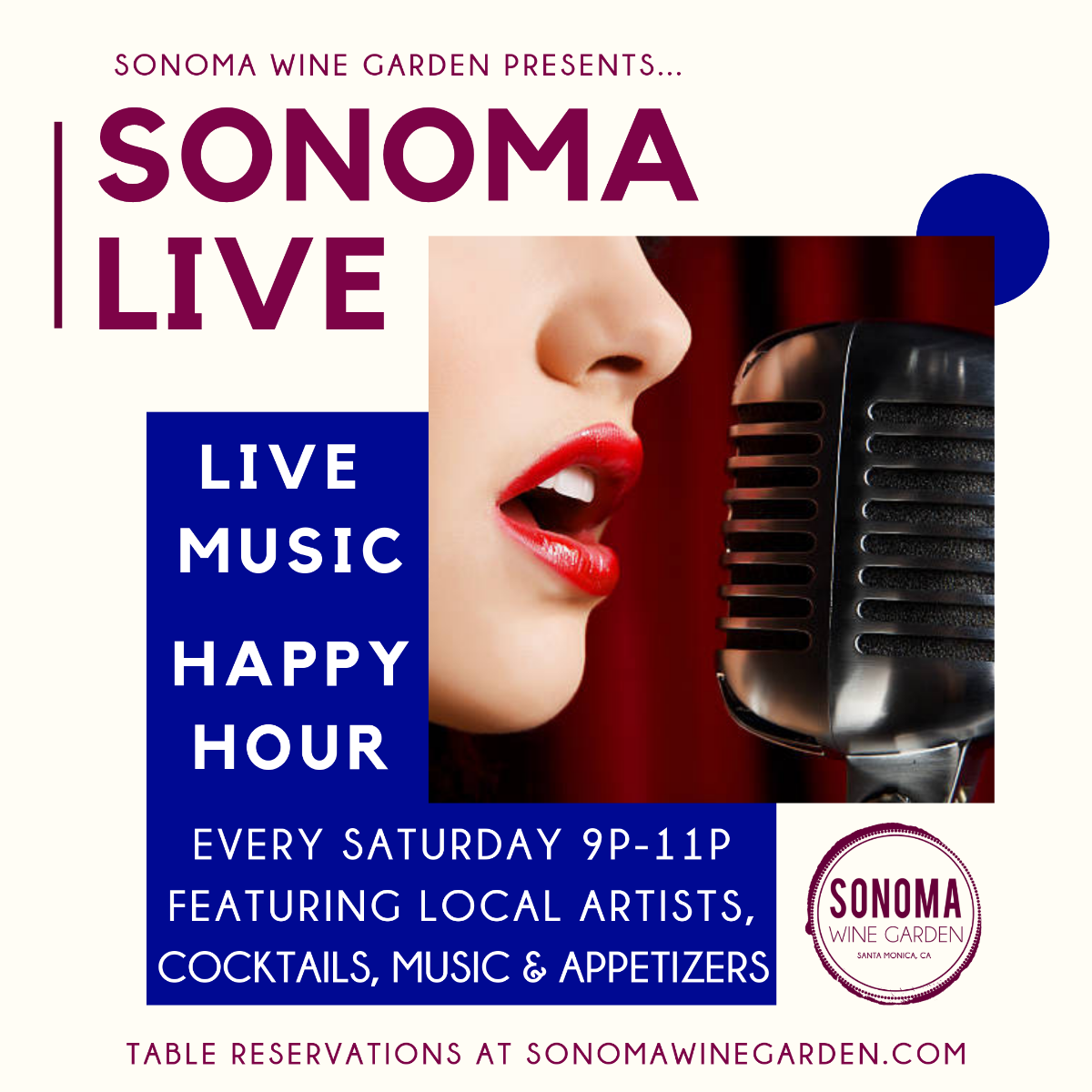 Live Music Saturdays At Sonoma Wine Garden Santa Monica