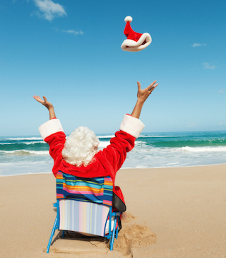 Photos with Surfer Santa at the Santa Monica Pier