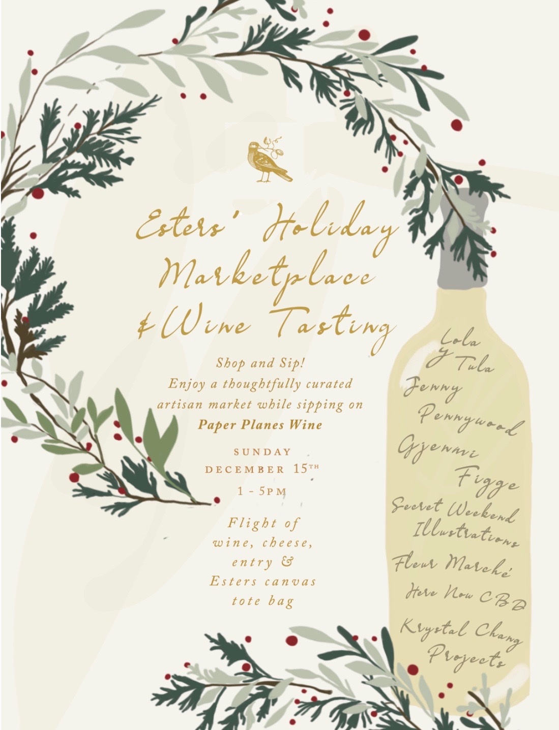 Holiday Marketplace and Wine Tasting at Esters Wine Shop & Bar