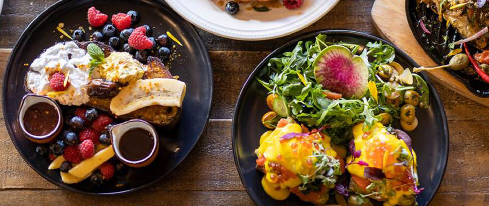 an aerial picture of eggs benedict