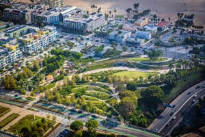 Aerial image of Tongva Park in Santa Monica