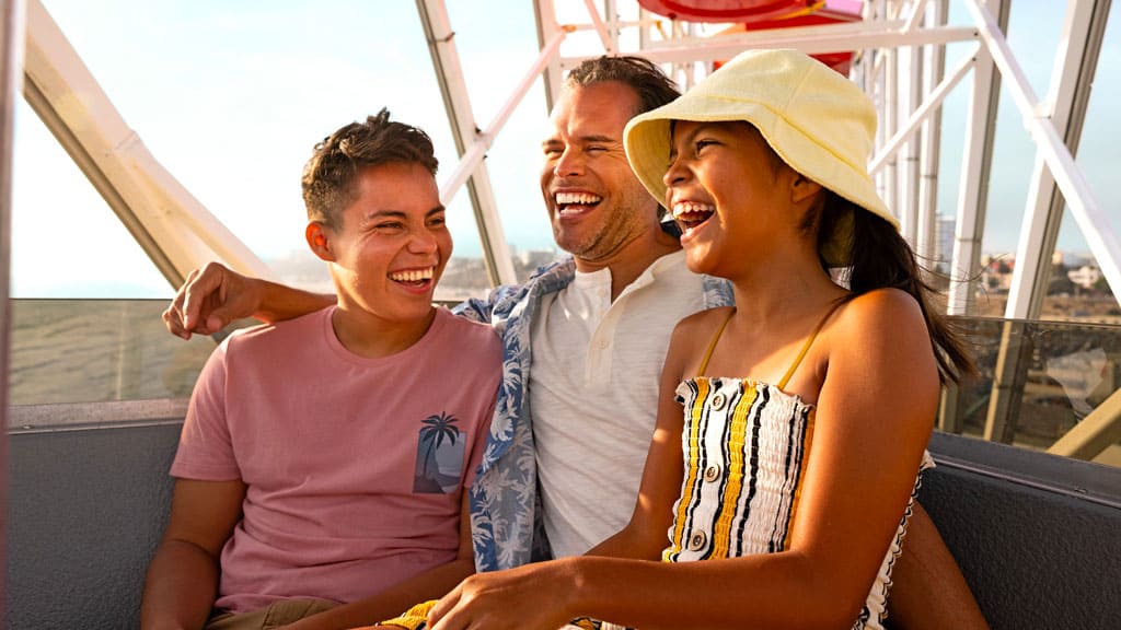 family in ferris wheel