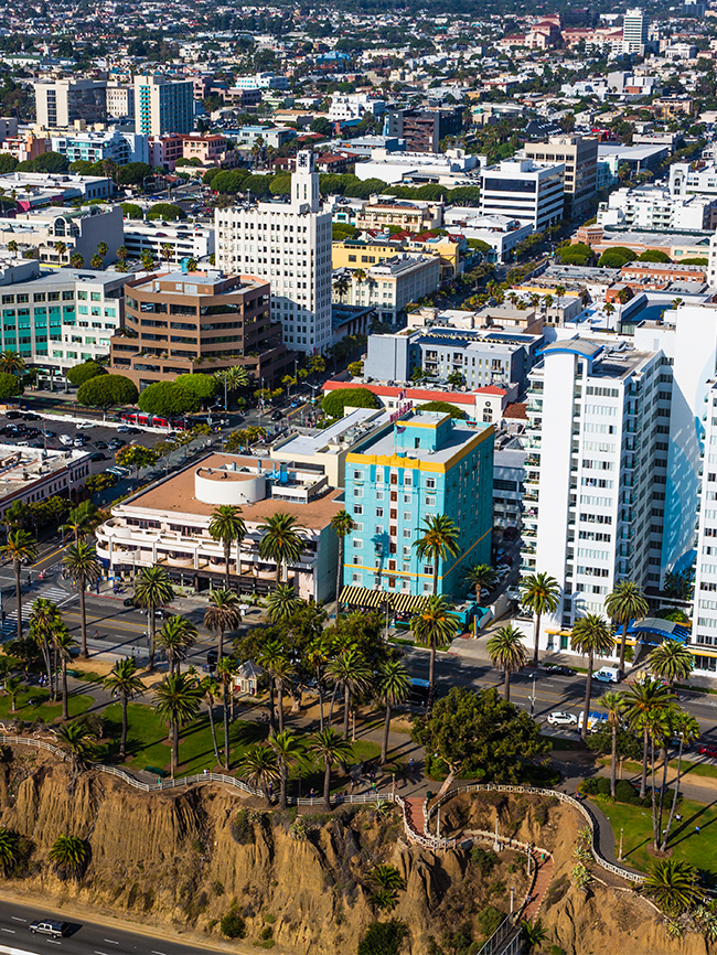 Aerial view of downtown Santa Monica.
