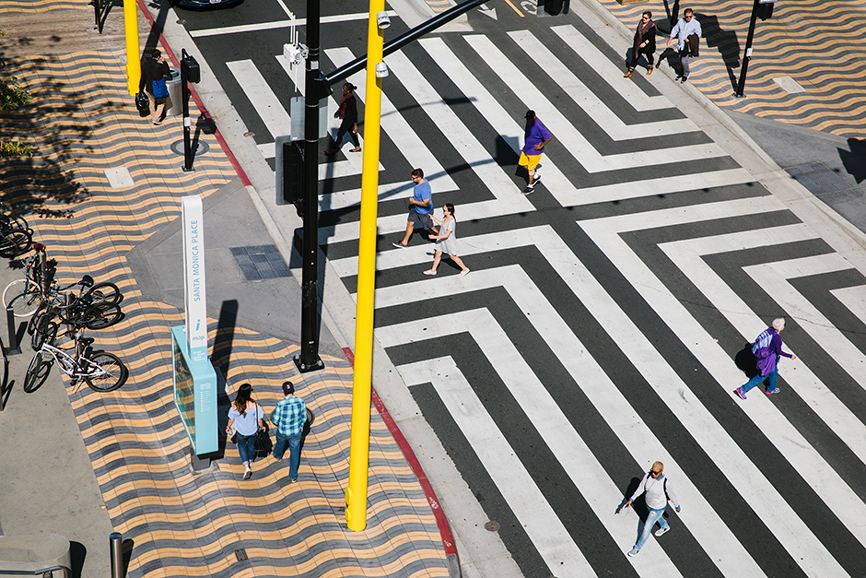 Santa Monica Crosswalk with Pedestrians