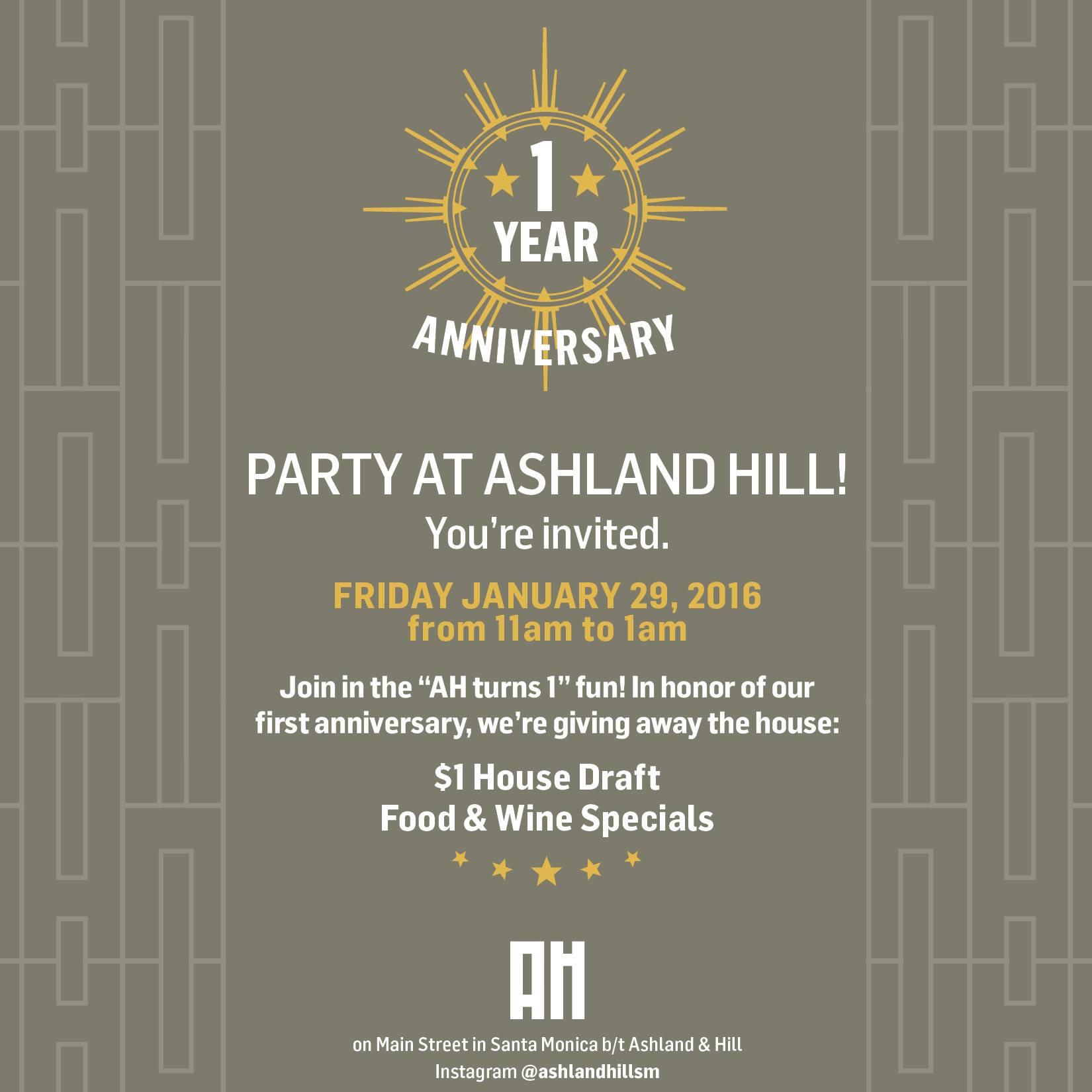Ashland Hill 1 Year Anniversary Celebration