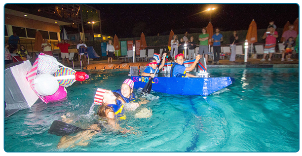 Cardboard Yacht Regatta at the Annenberg Beach House