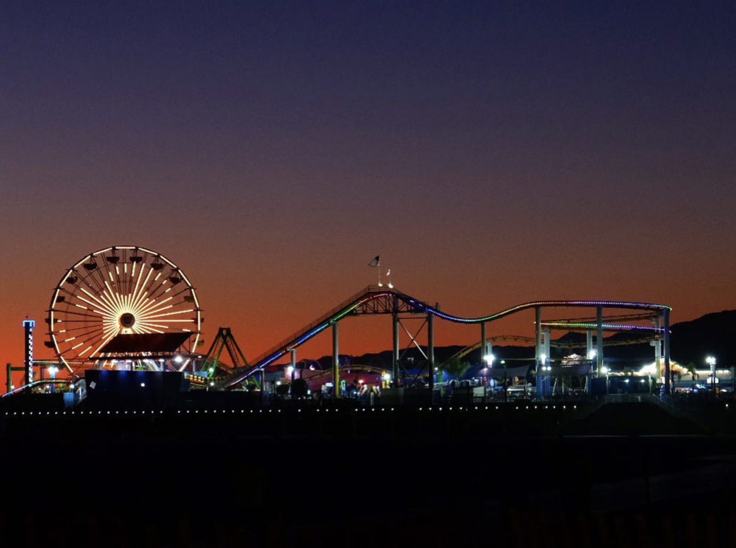 Dia de Los Muertos Ferris Wheel Lighting at Santa Monica Pier