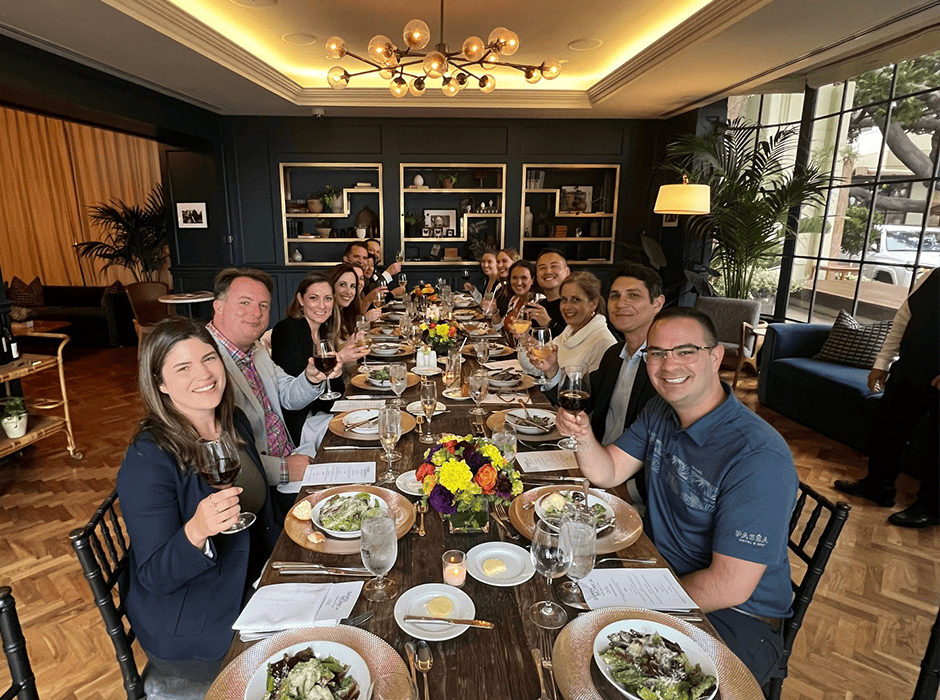 Group from Santa Monica Travel & Tourism enjoying dinner during a NorCal Sales Mission.