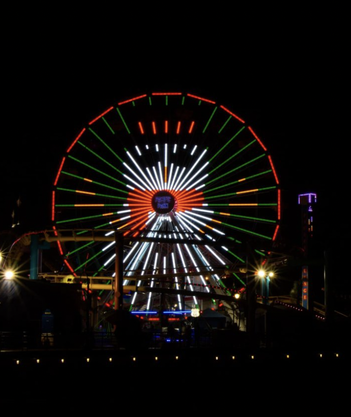 Holiday Ferris Wheel Lighting at Santa Monica Pier