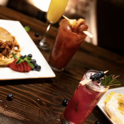 Food and drink at Tavern on Main bar on Main Street, Santa Monica