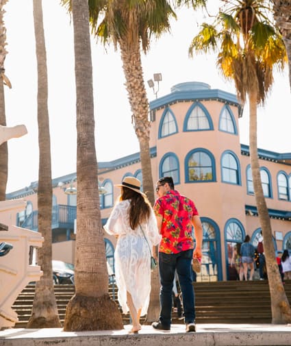 woman and man at santa monica pier