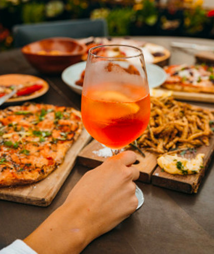 drink and food at 1212 santa monica