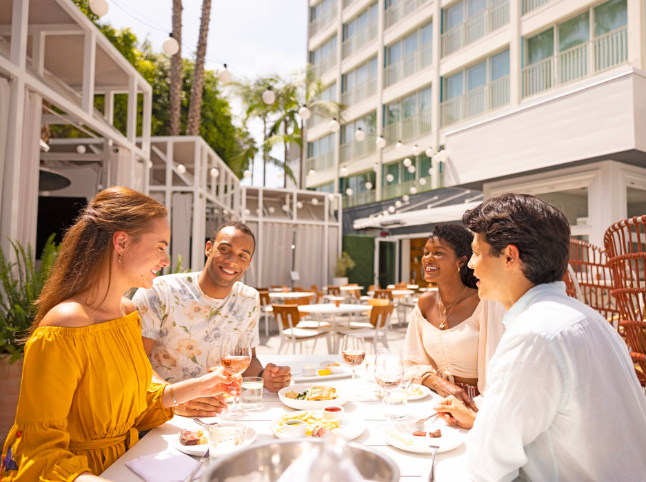 group of friends at viceroy santa monica-Outdoor Dining in Santa Monica