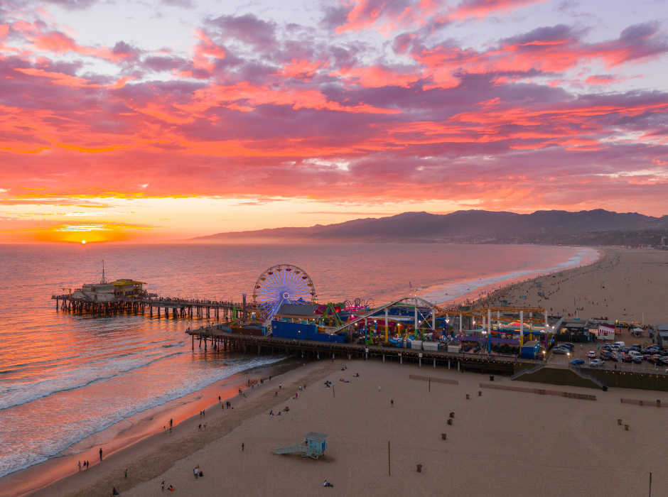 [水着] Santa Monica Pier - Pink Sunset 水着] Santa Monica Pier BIKINI Bottom - Pink Sunset