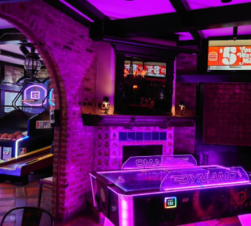 inside photo of busbys with air hockey