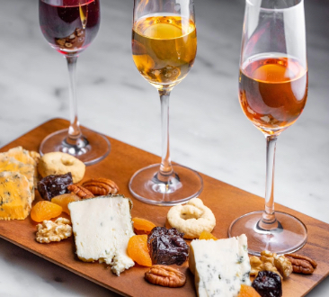 wine flight and charcuterie